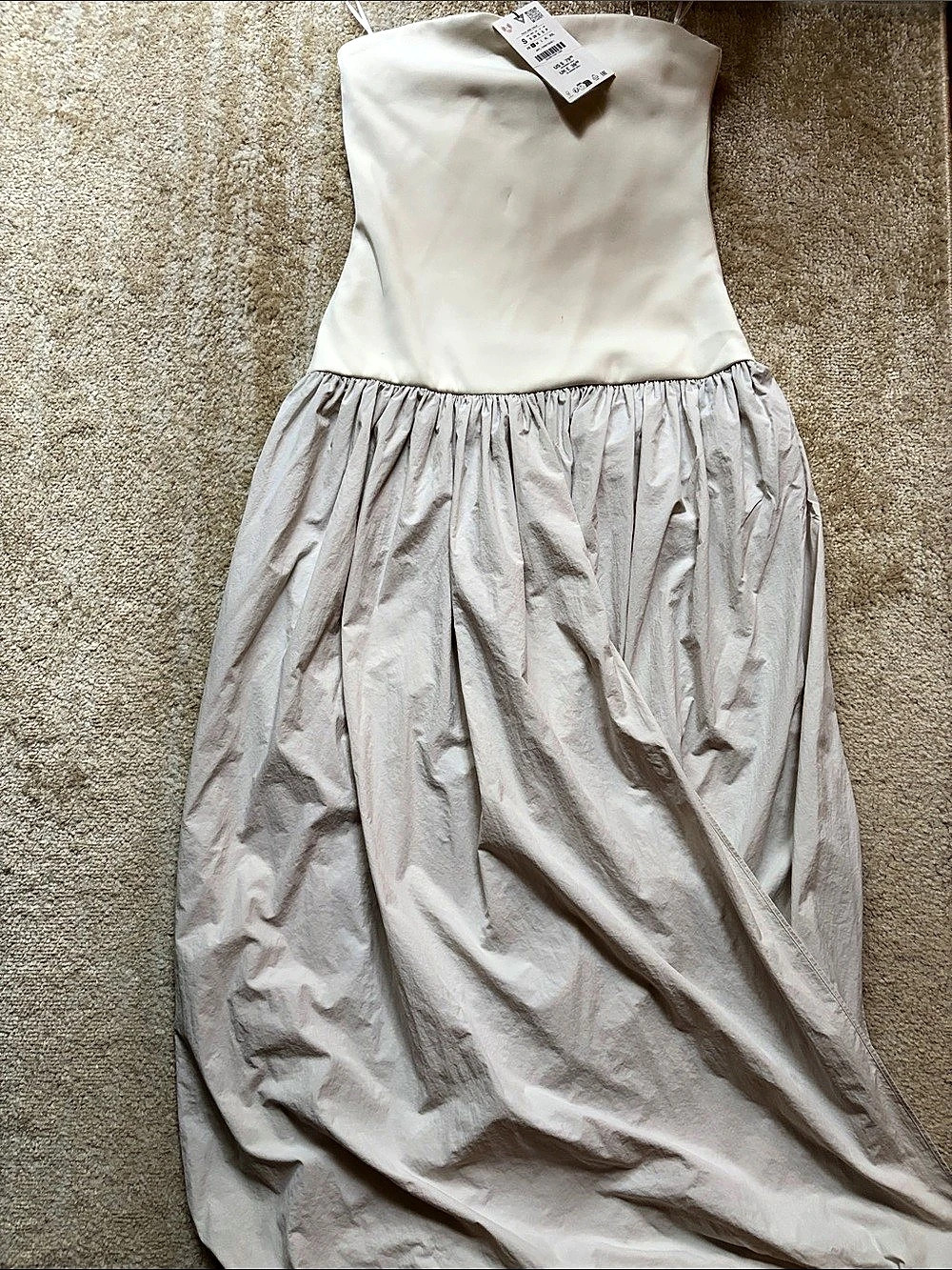 Zara Baloon Maxi Dress in White Size S NWT